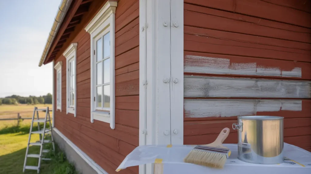 midsommarfint med penseln m la knutar vindskivor och foder i juni